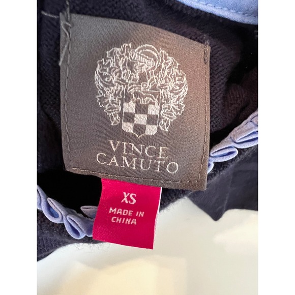 Vince Camuto‎ Womens Navy Blue Mock Neck Ruffle Trim Sweater Dress XS NWT - Picture 5 of 7